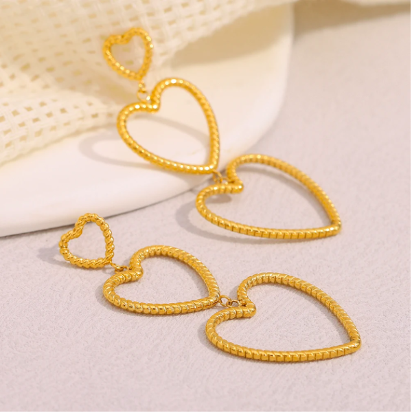 Aretes Corazones escalonados - Imagen 4