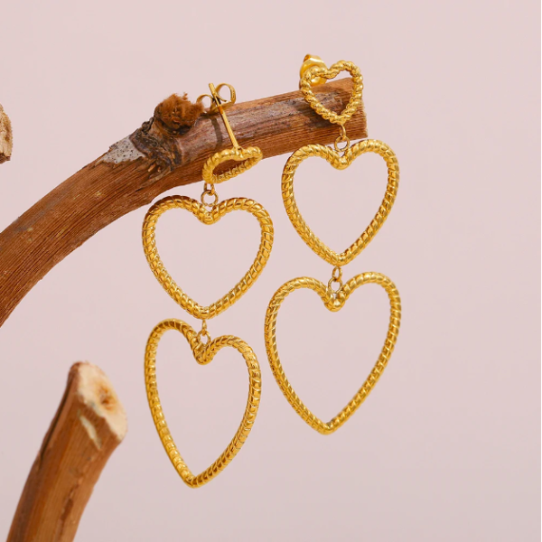 Aretes Corazones escalonados - Imagen 3