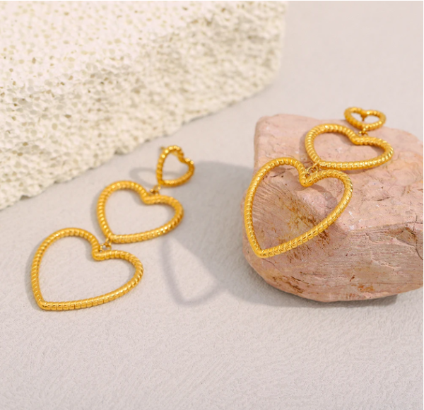 Aretes Corazones escalonados - Imagen 2